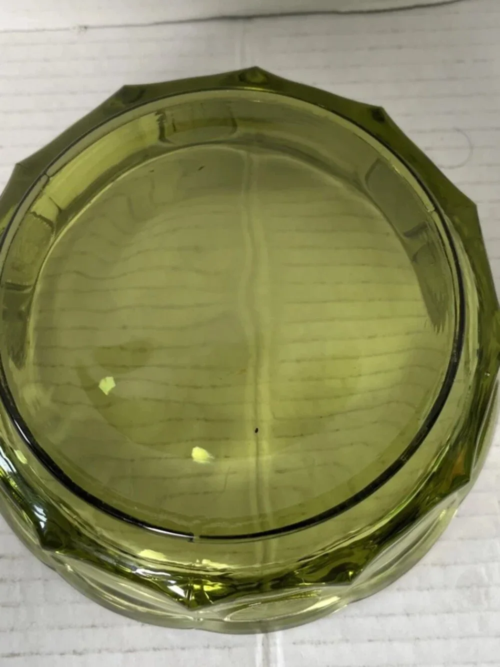 Vintage Fostoria Coin Glass Olive Green Covered Candy Dish